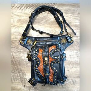 Steampunk Gothic Skull Motorcycle Leather Bag Women's.